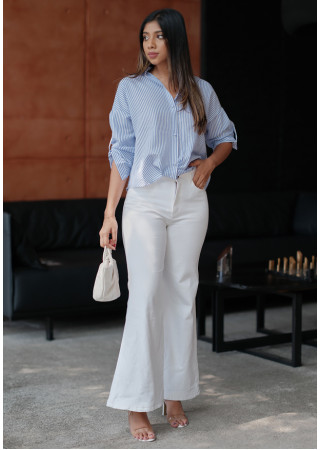WIDE LEG WHITE DENIM PANT